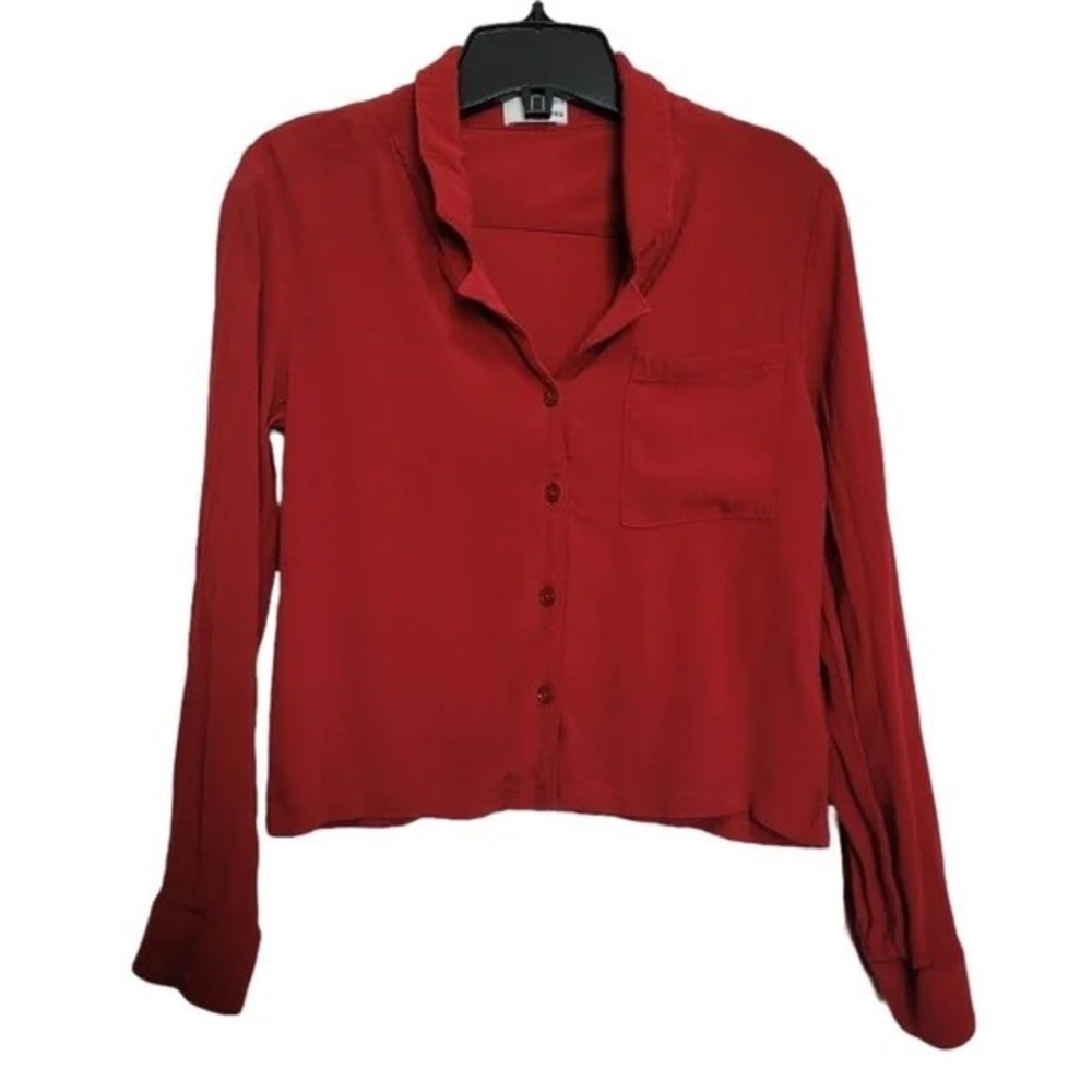 Women's Red Button-Up Top